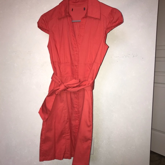 Salmon casual summer belted dress - Picture 4 of 9